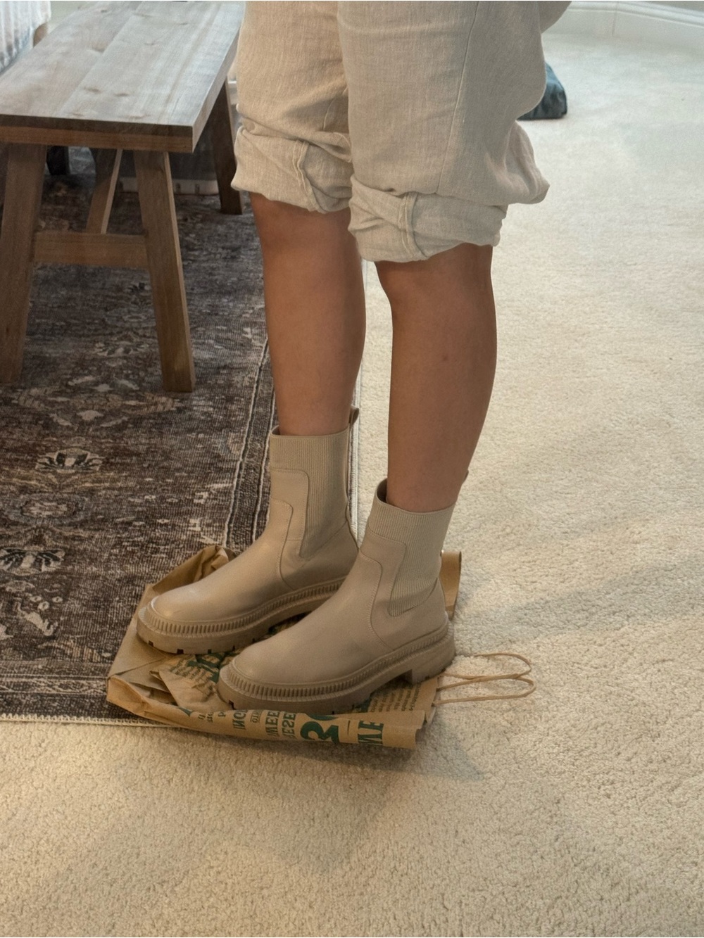 Women’s Chunky Chelsea Boot in Cream - Picture 5 of 10